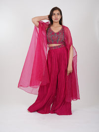 Embroidered top with Plazzo and Dupatta