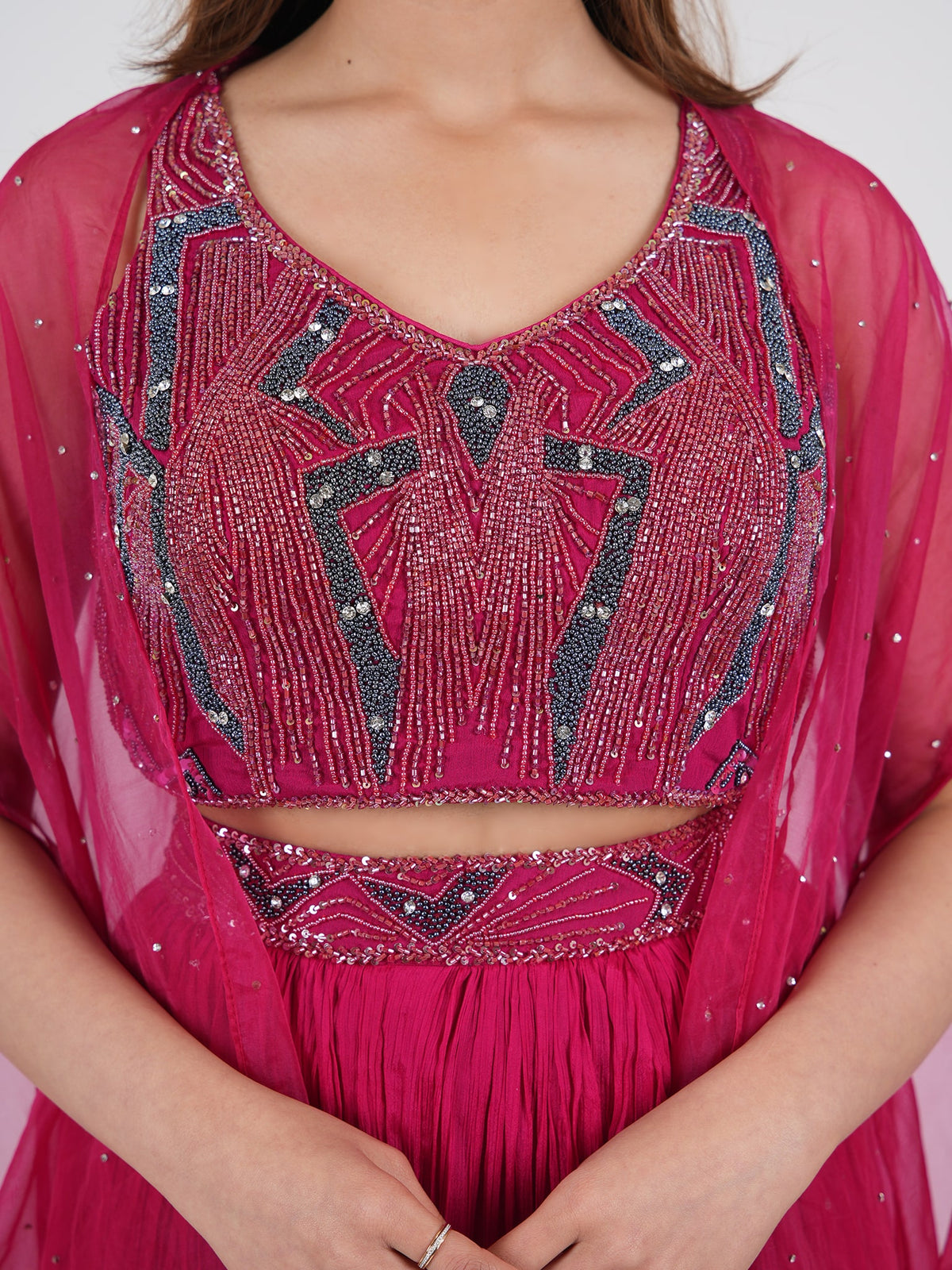 Embroidered top with Plazzo and Dupatta